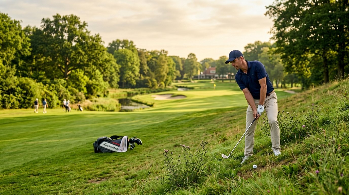 Illustratie bij golfregel 8: Pas je aan de golfbaan aan